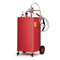 30 Gallon Fuel Caddy on Wheels with Manual Rotary Pump, Portable Gas Caddy Fuel Transfer Tank with 10Ft Hose, Stainless Steel Gasoline & Diesel Fuel Container for Cars, Boats, ATVs, Lawn Mowers