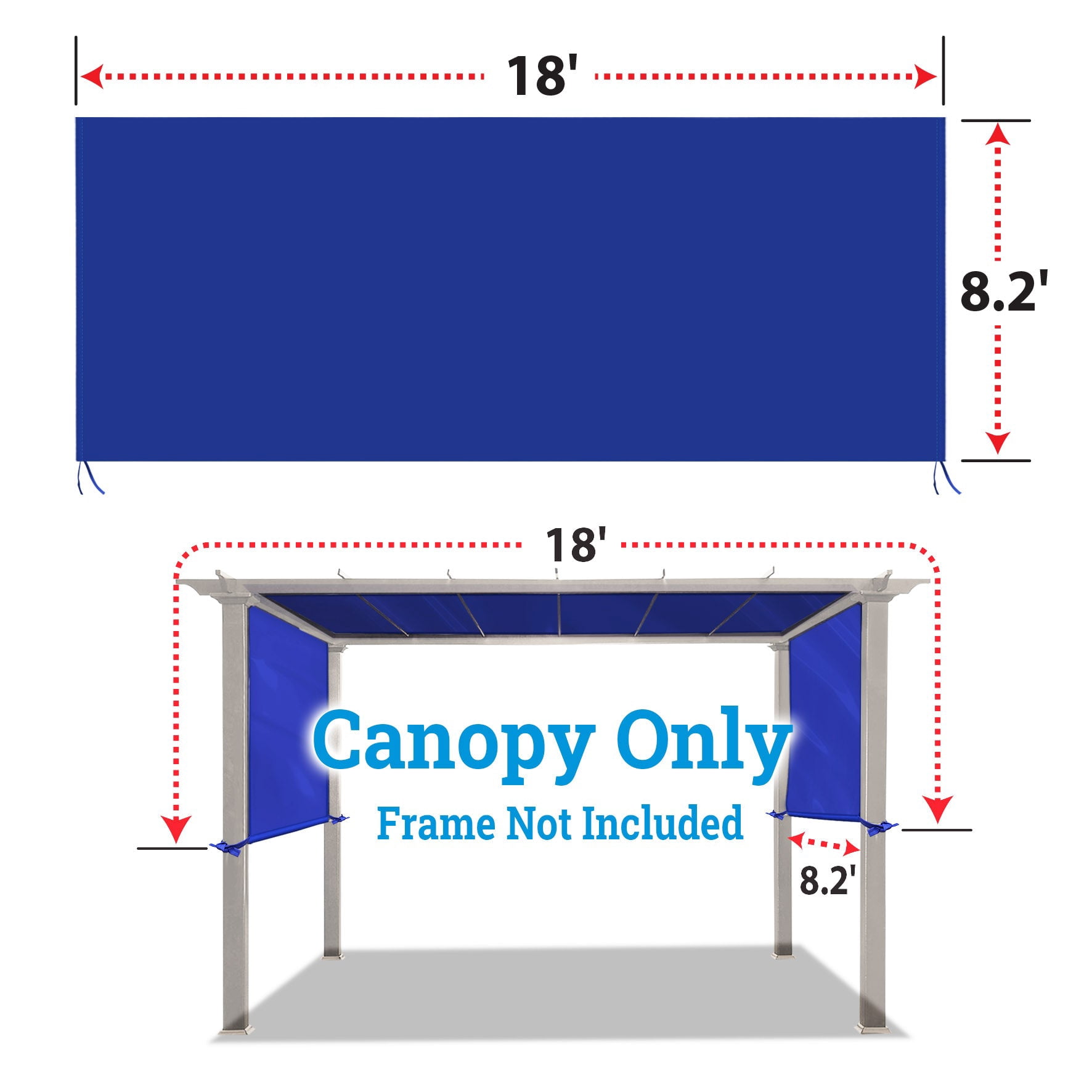 SOLAXO 18'L x 8.2' W Pergola Replacement Canopy Universal Pergola Canopy Replacement Top Cover for Pergola Structure, Frame NOT included (Blue)