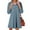 Blue, variant on Women's Denim Casual Dress, V-Neck Lapel Long Sleeve Midi Dress with Chest Pocket for Daily Wear