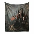 thumbnail image 1 of Fantasy World Soft Flannel Fleece Throw Blanket, Fantasy Fiction Themed Illustration in an Alien World with 3s, Cozy Plush for Indoor and Outdoor Use, 70" x 90", Grey Orange, by Ambesonne, 1 of 6