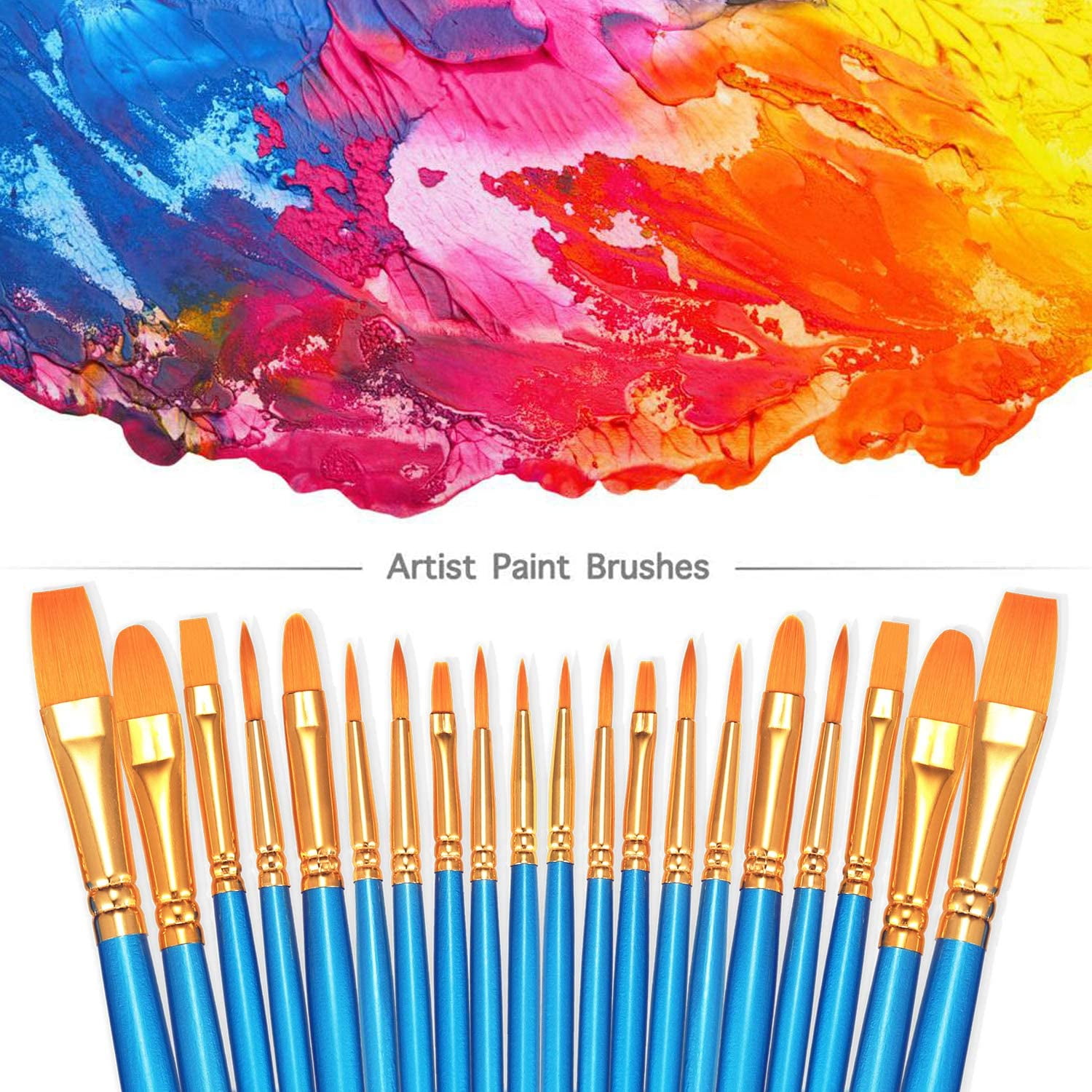2Pack Paint Brush Set Purple 20 Pcs Nylon Hair Brushes for Acrylic Oil Watercolor Painting Artist Professional Painting Kits 