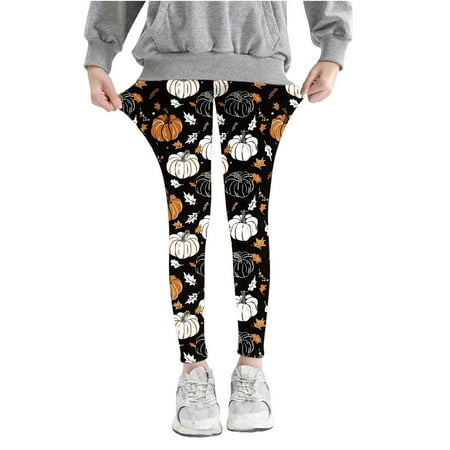 

Ovbmpzd Yoga Preemie Pants Helloween Fitted Graphic Print Leggings Sweatpants for Toddler Girls 7 Years