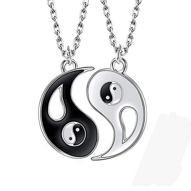 collar ying yang,ZoneYan Jewelry Puzzle colgante con diseño yin-yang para niños, niñas, mejores amigos, amantes y parejas, 2 collares de aleación, regalos para parejas