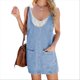 thumbnail image 1 of Vestido Vaquero Informal Sin Mangas para Mujer, Cuello Redondo, Estilo Vintage, Holgado, con Bolsillos, Azul , Talla L, 1 of 6