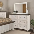 thumbnail image 2 of Sunset Trading Rustic French 6 Drawer Double Dresser and Mirror Set | Distressed White and Brown Solid Wood, 2 of 7