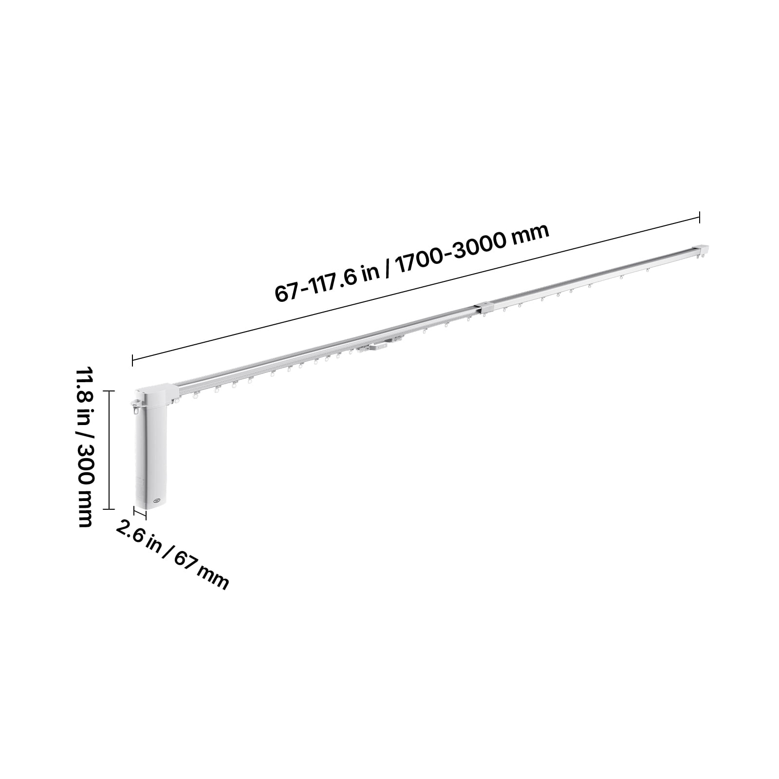 VEVOR Smart Electric Curtain Track, 71-118 inch Adjustable Length, Motorized Rod with Remote, Ceiling and Wall Mount, Automated Curtain Track System Compatible with Alexa, Google Home, App Control