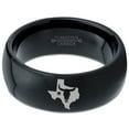 thumbnail image 2 of Tungsten Texas The Lone Star State Longhorn Band Ring 8mm Men Women Comfort Fit Black Dome Polished, 2 of 4