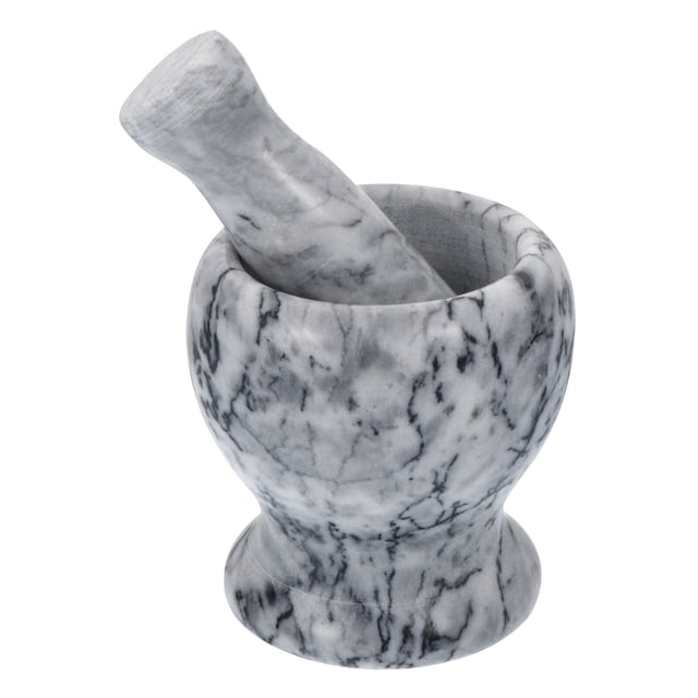1 Set Marble Garlic Grinder Garlic Mash Can Garlic Grinding Bowl (Random Color of Hammer)