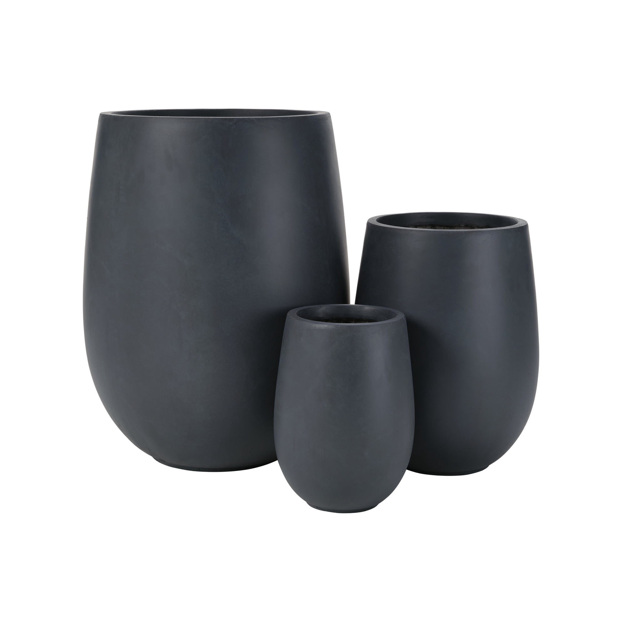 Euroco Round MGO Planter Set of 3(15.6"/10.7"/7.3" ), Large Outdoor Indoor Flower Pots with Drainage Holes,Modern Decorative Pots for Garden, Patio, Poolside,Home, Office
