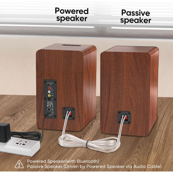 Bookshelf Speakers 40W X 2 Powered TV Speakers with 4 Inch Woofer Optical AUX Input Subwoofer Line Out for PC and TVs
