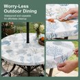 thumbnail image 3 of Round Outdoor Tablecloth with Umbrella Hole and Zipper, Blue Coastal Fitted Table Cover with Elastic Edge for 36-44 Inch, Nautical Summer Beach Coral Sea Turtle Waterproof Patio Tablecoths for Picnic, 3 of 9
