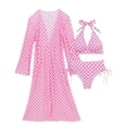 thumbnail image 6 of ClodeEU Women's Plaid Print Printed Bikini 3 Piece Set ,Bathing Swimsuit with Cover Ups Kimono Pink,Womens Plus XL, 6 of 6