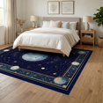 thumbnail image 3 of ODIKA 6'x9' Washable Area Rug Non-Slip, Easy Care, Deep Navy Gold Galaxy Starry Astrology Meteorite Uranus Themed Celestial Atlas Design for Family Room, Living Room, Master Bedroom, 3 of 7