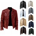 thumbnail image 2 of Ropa de hombre europea y americana, chaqueta de cuero para hombre, adolescente, cuello Vertical, Punk, chaqueta de cuero para motocicleta, 2 of 6
