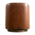 thumbnail image 5 of BizChair Club Style Commercial Barrel Accent Armchair with 360° Swivel Metal Base and Brown Leathersoft Upholstery with Brass Decorative Nail Head Trim, 5 of 14