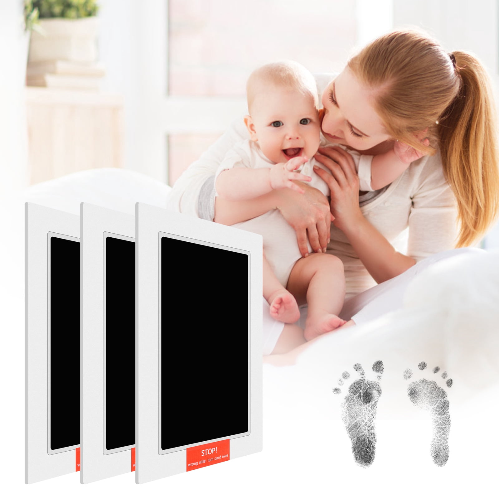 Threns 32Pcs Inkless Baby Handprint and Footprint Kit Clean Touch Ink Pad Kit Pet Paw Print Set for Feet and Hands Family Keepsake