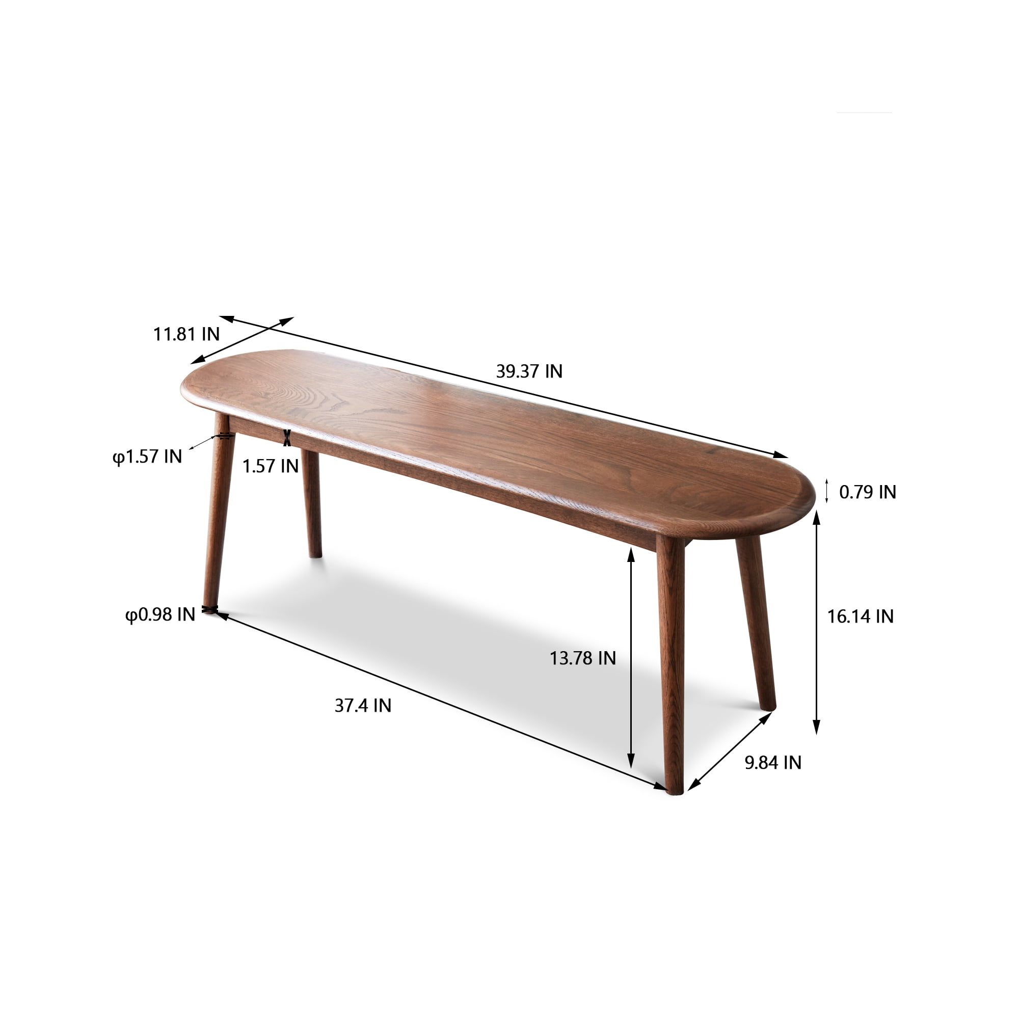 MAYEERTY Natural Oak Wood Dining Bench - Multi-functional for Dining Room/Bedroom