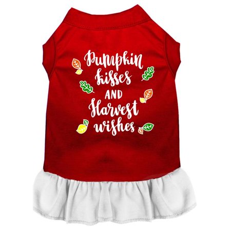 Mirage Pet Pumpkin Kisses Screen Print Dog Dress, Red with White - 2XL