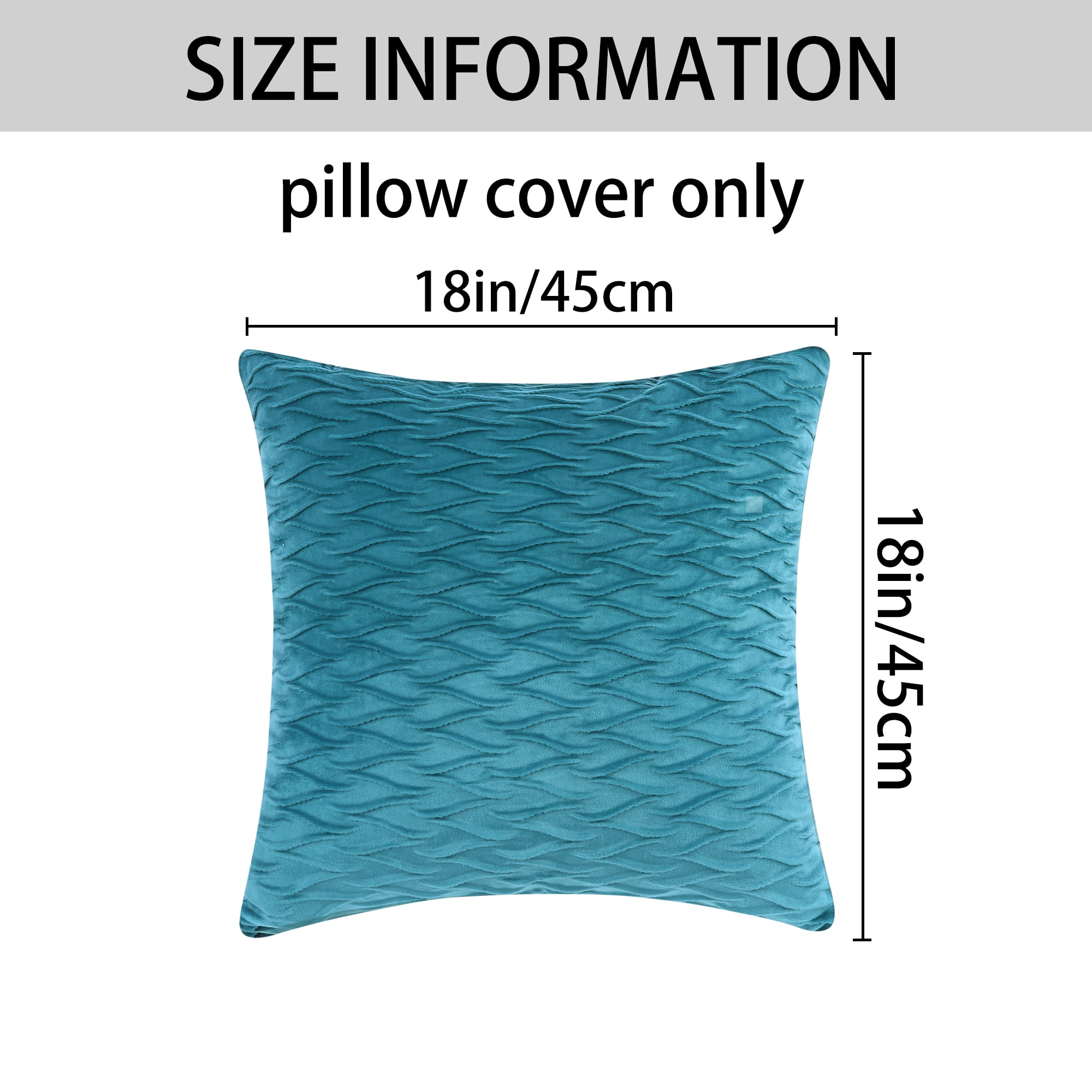 Unique Bargains 4 Solid Striped Square Decorative Throw Pillow Covers Textured Pillowcases Light Blue 18" x 18"