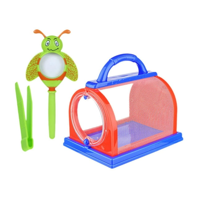 Bunblic Kit d'Observation pour Enfants Kit Explorateur Jouet Loupe Boîte d'Observation pour Enfants Rouge et Bleu