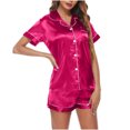 thumbnail image 6 of FRSASU Plus size Pajamas Women's Homewear Short-Sleeve Tops Shorts Color Night Pajamas Suits Red 6(M), 6 of 6