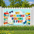 thumbnail image 7 of Colorful Book Themed Banner with Stacked Books Heart Shaped Sunglasses Stars for Book Lovers Reading Events Book Fairs School Libraries Classroom Decorations Party Backdrops, 7 of 7