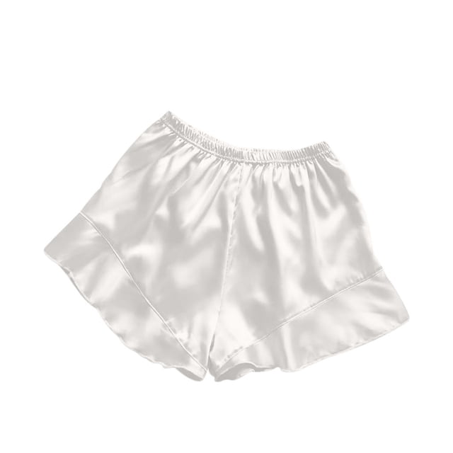 Prolriy Pyjamas en Soie pour Femmes, Shorts de Pyjama Décontractés à la Mode pour Femmes, Pantalons de Pyjama Confortables, Shorts de Pyjama pour Femmes, Pyjamas Blancs TTG