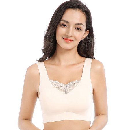 

Spdoo Plus Size Women Seamless Bra Ladies Bralette with Removable Cups Beige 38