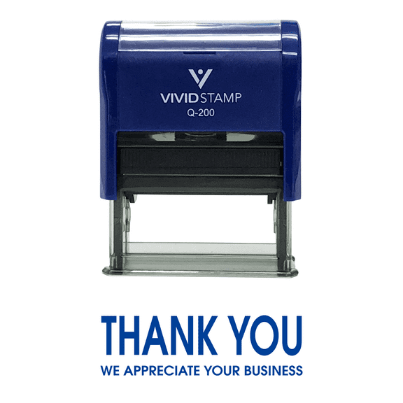 Vivid Stamp Thank You We Appreciate Your Business Self Inking Rubber Stamp (Blue Ink) - Medium