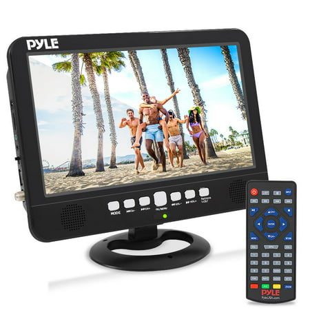 PYLE PLTV1053 - 10” Portable TV Tuner Monitor Display Screen with Built-in Rechargeable Battery, USB/Micro SD Readers (Analog ATSC/DTV (Best Tv Tuners For Computers)