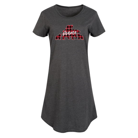 Instant Message - Buffalo Plaid Mama Bear With Cubs - Women's Any Way Dress