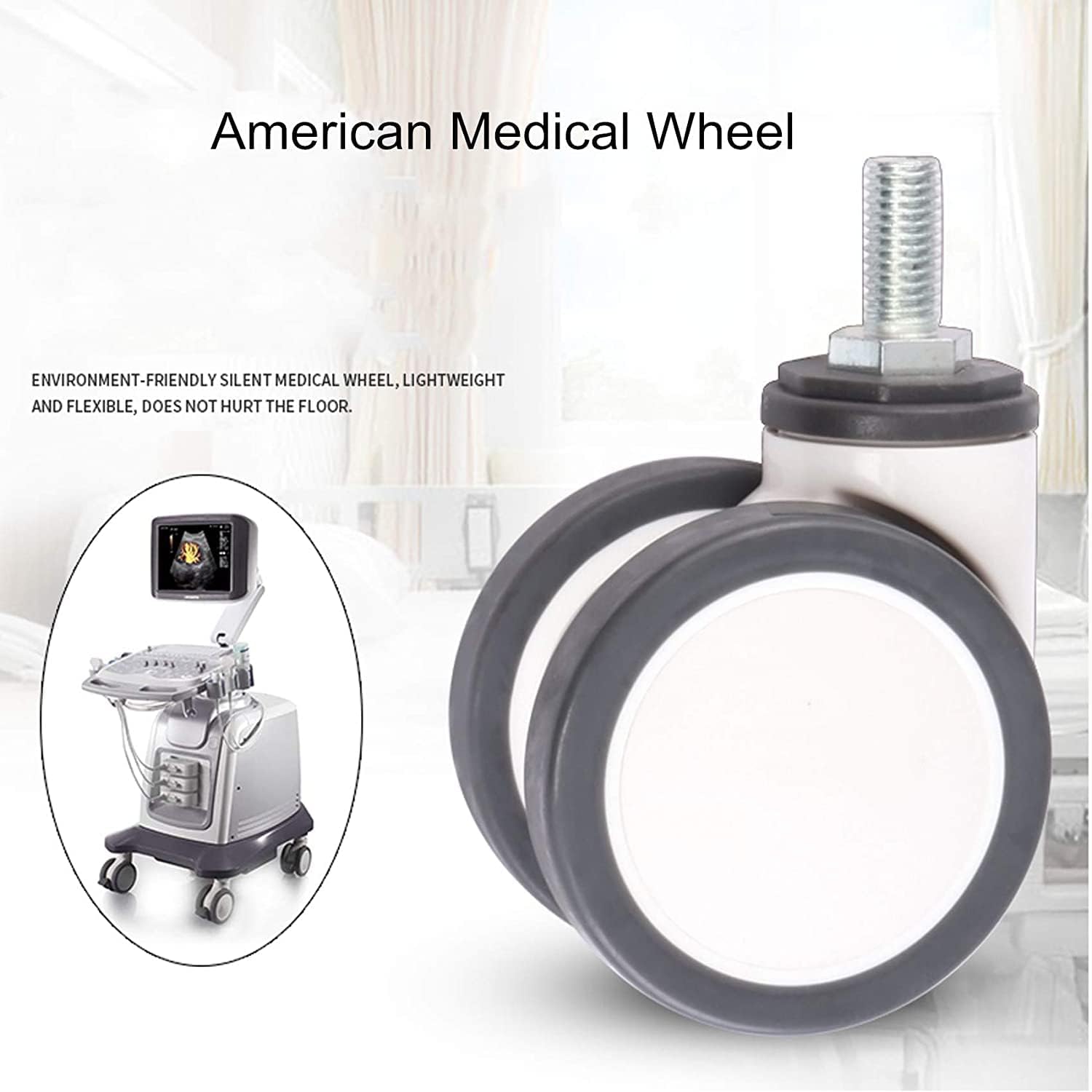 Gamvdout 3 Inch Polyurethane Casters Swivel Caster Wheels with Brake 360 Degree Rotating Threaded Stem Diameter 12x25mm  Equipment Casters Mute I