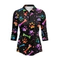 thumbnail image 2 of Uorisanigo Colorful Dog Paws Womens 3/4 Sleeve Golf Shirts Size S Comfortable Polyester Spandex Fabric Athletic Polo Workout Tops Soft Versatile Quick Dry Zip Up Collar Tennis Tops, 2 of 7