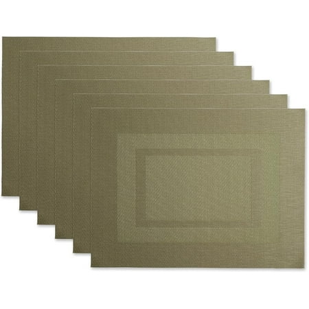 

PVC Tabletop Collection Woven Indoor/Outdoor Placemat Set 13x17.25 Black 6 Piece