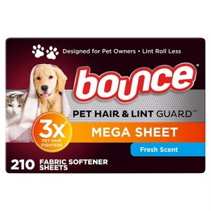 Bounce Pet Hair & Lint Guard Mega Dryer Sheets, Fresh Scent, 210 Count