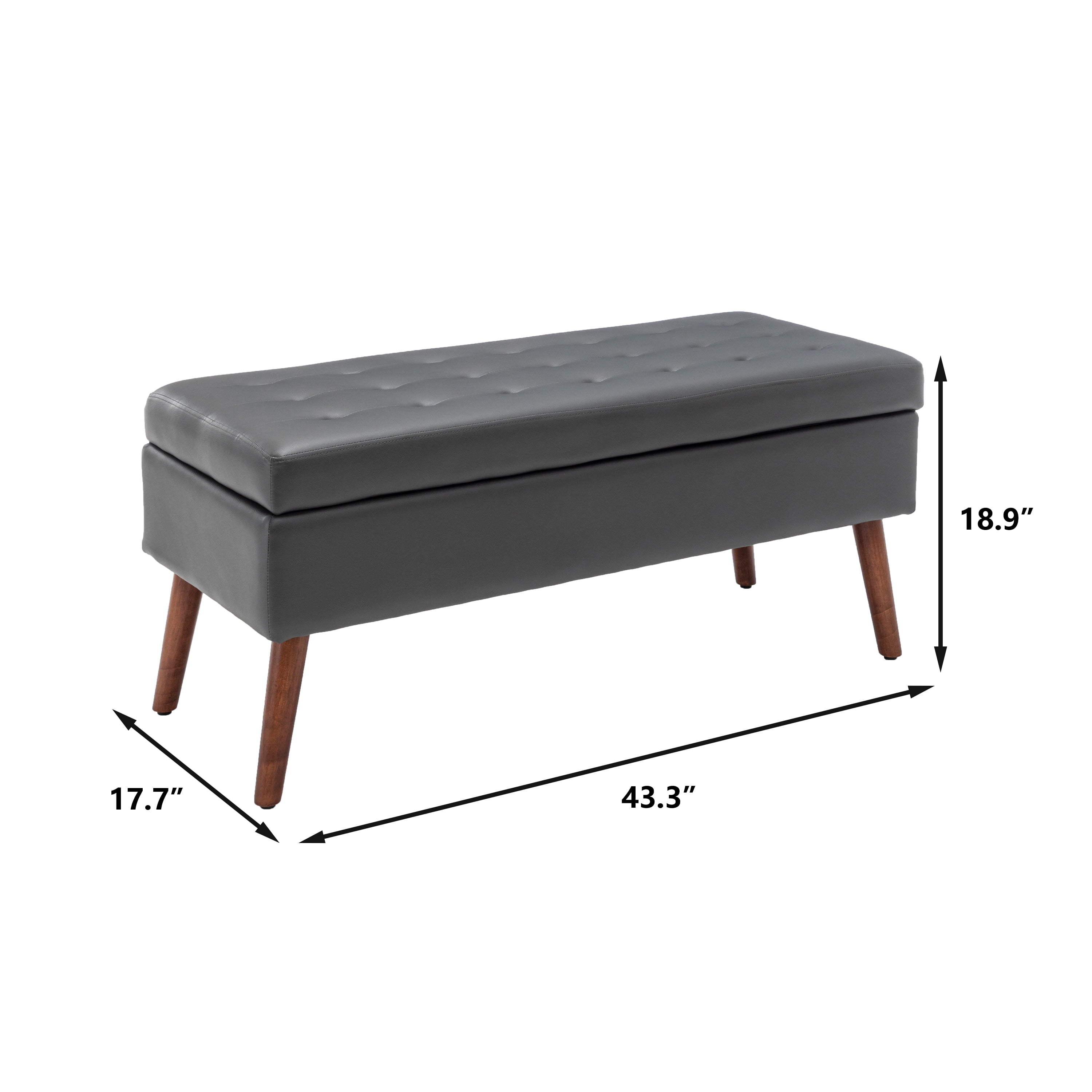 Miniyam 43" Tufted Storage End of Bed Bench for Bedroom, Entryway, Gray