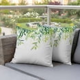 thumbnail image 4 of Eucalyptus Leaf Pillow Covers 2 Pack Country Watercolor Sage Green Leaves Vintage Pillowcase Waterproof Outdoor Throw Pillow Cover for Patio Garden Square Cushion 16”x16”, 4 of 9