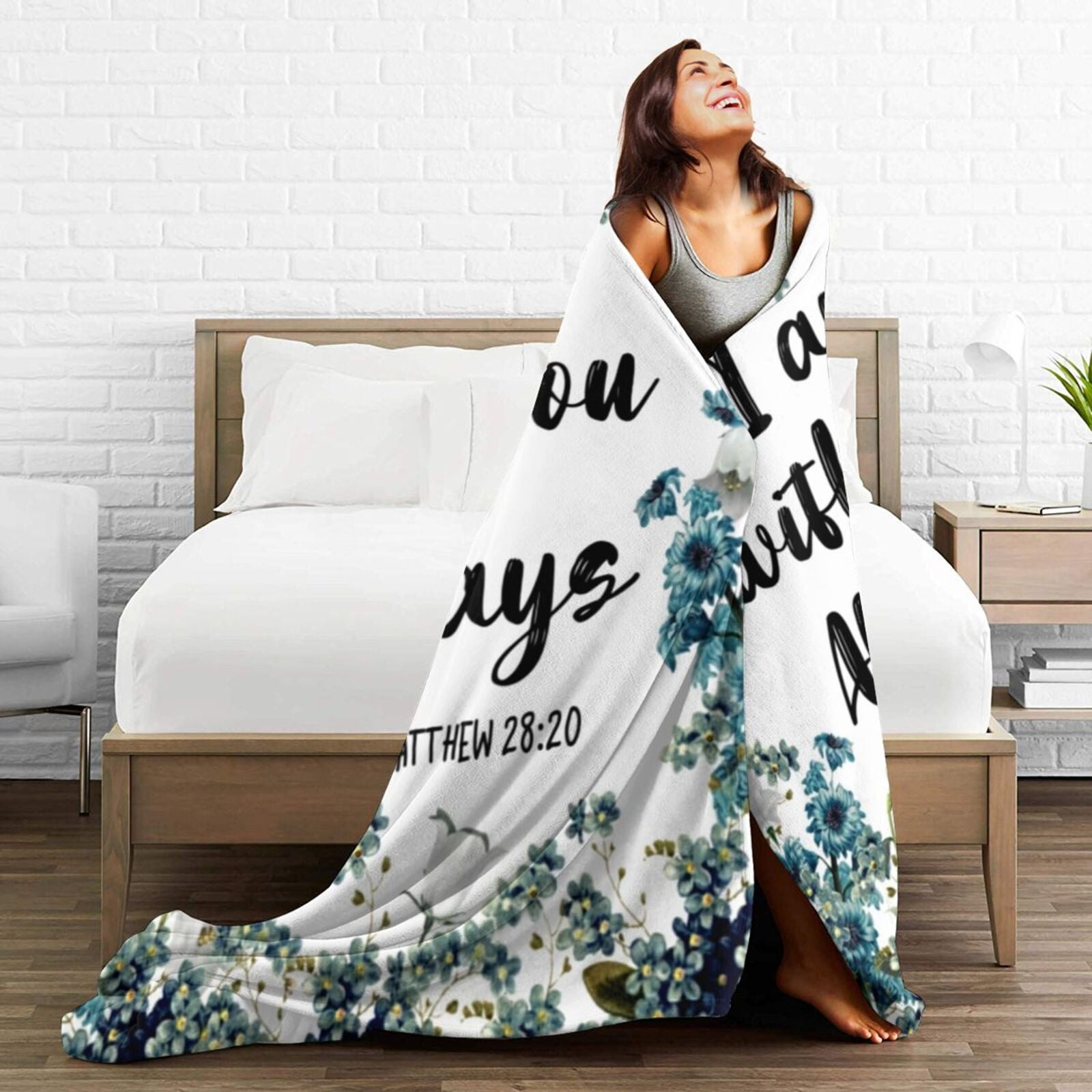 Wijzvio I Am With You Always Throw Blanket Soft Fuzzy Fleece Blanket For Couch Bed Living Room Decoration 50"X40"