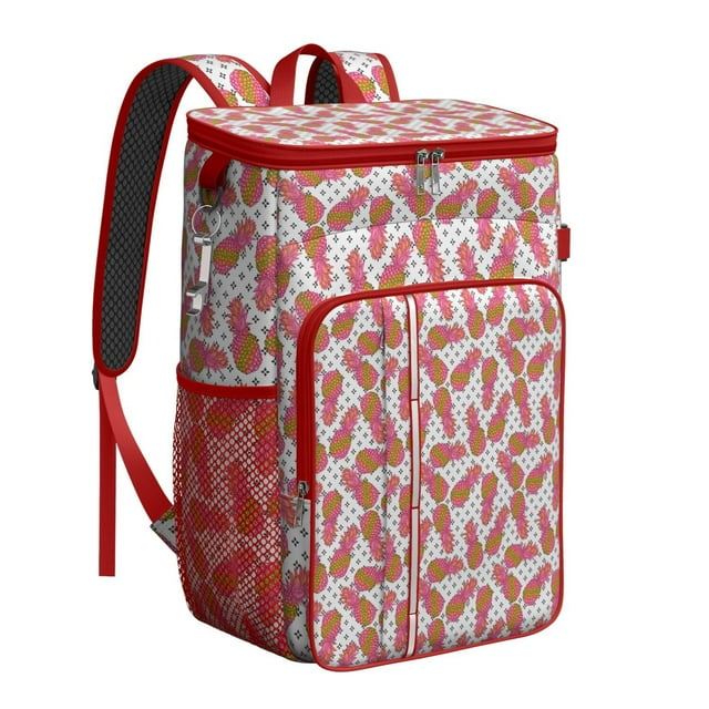 Pineapple Pattern Insulated Backpack Cooler - 20L Leakproof Soft Cooler Bag for College Students & Workers