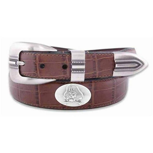ECU Concho Croc Tan Leather Belt, 42 Waist