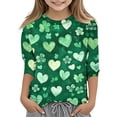 thumbnail image 4 of Kids St Patricks Day Shirt Boys 3/4 Sleeve Letter Graphic Print Shirts Casual Round Neck T-Shirts Soft and Comfortable Tee Blouse Kids Clothes Green 4-5 Years, 4 of 5