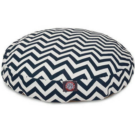 Majestic Pet Chevron Round Dog Bed Treated Polyester Removable Cover Navy Blue Large 42 x 42 x 5