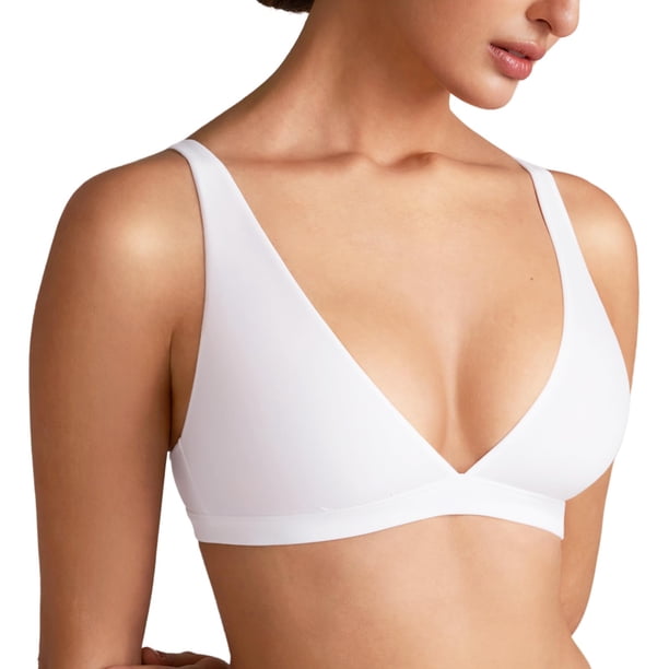 Bralette INLYRIC Inbarely Soft Escote Profundo en V Sin Aros Blanco Nieve XS