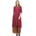 thumbnail image 4 of Phagun Women's Indian Clothing Maroon A-Line Kurti Kurta Dress With Palazzo-4, 4 of 6