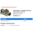 thumbnail image 2 of Throttle Body - Compatible with 2002 - 2006 Lincoln LS 3.9L V8 2003 2004 2005, 2 of 2