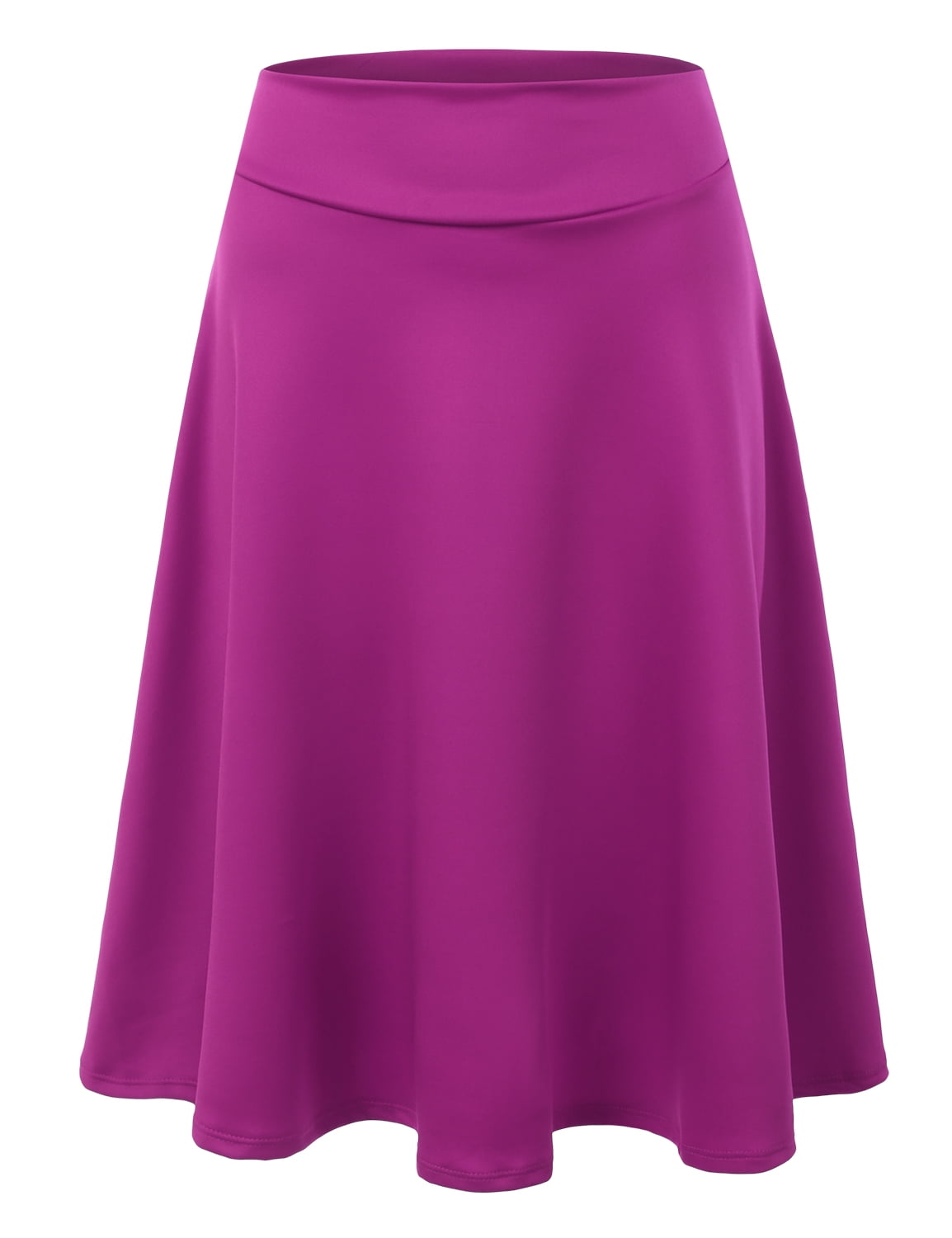Doublju Women's Elastic High Waist Band Flared Midi Skirt (Plus Size ...