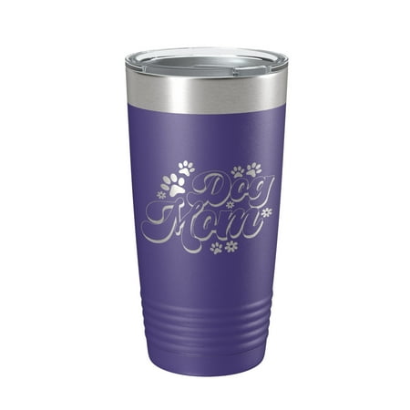

Dog Mom Tumbler Travel Mug Retro Insulated Laser Engraved Coffee Cup 20 oz Purple