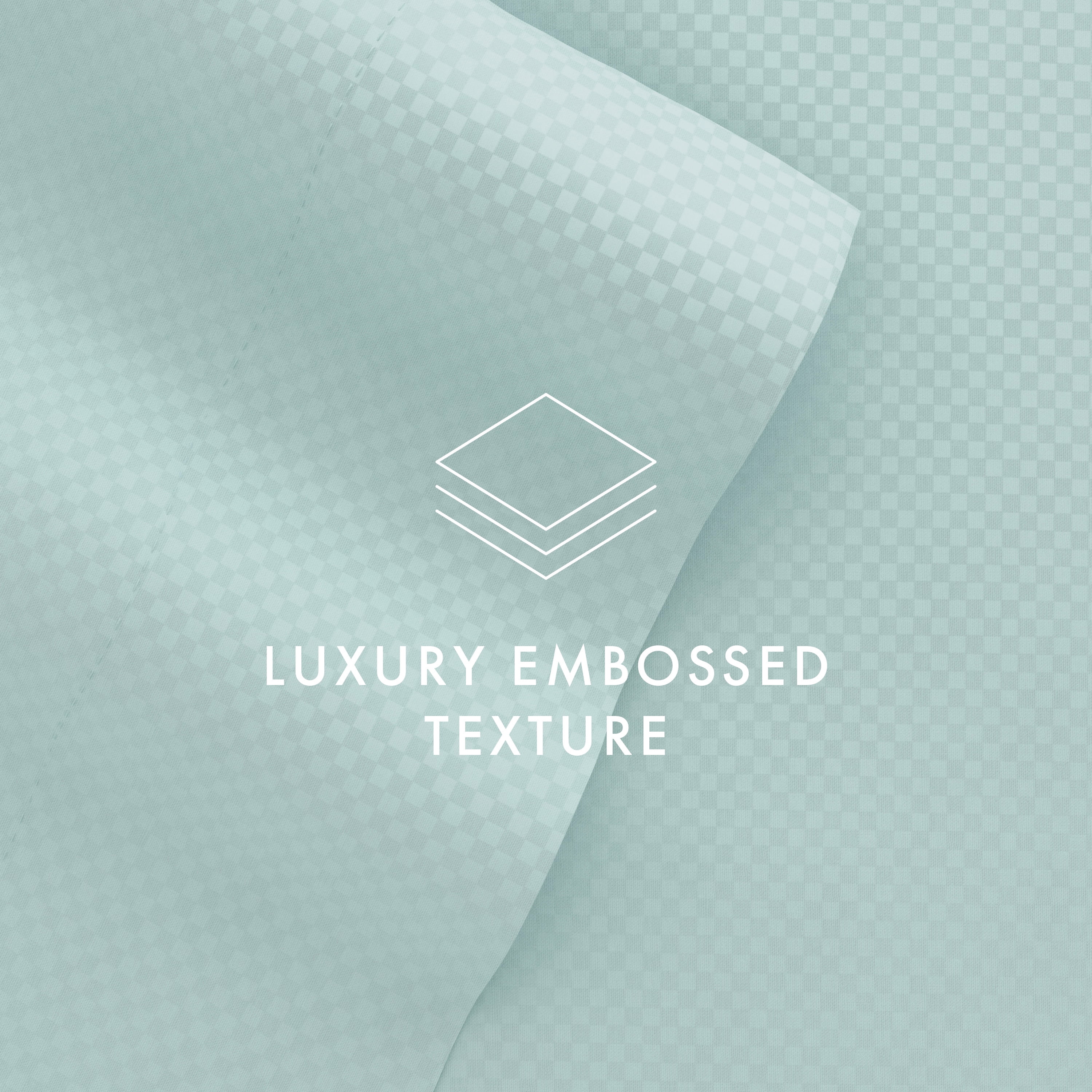 Noble Linens 4 Piece Aqua Checkered Embossed Bed Sheet Set, King
