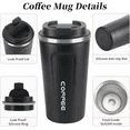 thumbnail image 3 of Coffee Mug 17oz, BKSDUEH Coffee Travel Mug Spill Proof with Leakproof Lid Vacuum Stainless Steel Thermos Coffee Tumblers, Reusable Coffee Cup for Men and Women for Hot & Cold Drinks, 3 of 8