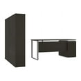 thumbnail image 2 of Bestar Aquarius 3 Piece Wooden Single Pedestal Office Set in Deep Gray and White, 2 of 4